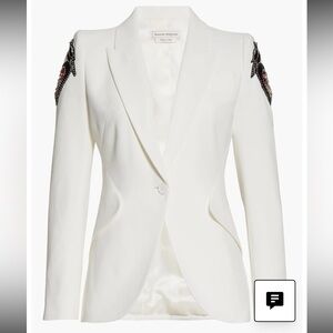 Alexander McQueen Embellished Love Bird Crepe Blazer